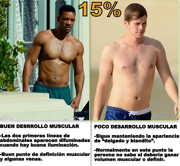 Imagen 15% de grasa corporal, foto definición muscular
