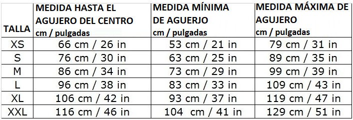 tabla tallas cinturon powerlifting titan brahma