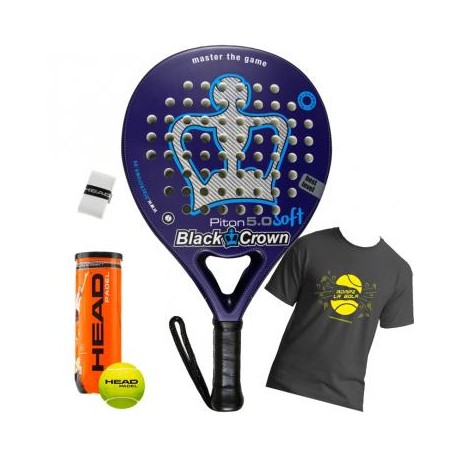 PALA DE PADEL DE CONTROL PALA BLACK CROWN PITON 5.0 SOFT 2017