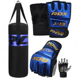 RDX J13 Blue Boxing Sack Set and Grappling MMA Gloves