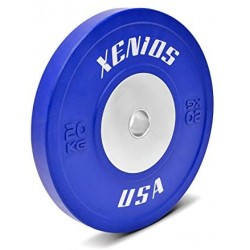 DISCOS BUMPER COLOR AZUL HALTEROFILIA Y CROSSFIT XENIOS USA 20 KG