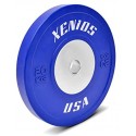 DISCOS BUMPER COLOR AZUL HALTEROFILIA Y CROSSFIT XENIOS USA 20 KG