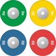 BUMPER DISKS COLOR COMPETITION IN VARIOUS WEIGHTS
