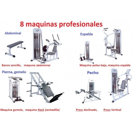 LOTE PACK GIMNASIO COMPLETO (8 MAQUINAS MUSCULACION PROFESIONAL)