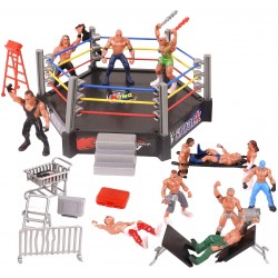 MINI WRESTLING RING WITH 12 ACTION FIGURES
