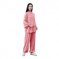 KSUA Women Kung Fu Uniform Tai Chi Costume Cotton Martial Arts Meditation Zen Rosado, EU M/Label L 