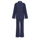 Laciteinterdite Tai chi Women Uniform Martial Arts, Clothes Kung Fu and Qi Gong Cotton and Blue Line XXL