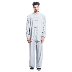 ICNBUYS Kung Fu Tai Chi Uniform - Männer Baumwolle Seide, Männlich, Grau, Große Größe