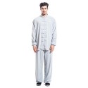ICNBUYS Kung Fu Tai Chi Uniform - Seda de algodón para hombre, Hombre, color gris, tamaño large