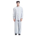 ICNBUYS Kung Fu Tai Chi Uniforme - Hommes coton soie, Homme, Gris, Grande Taille