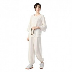 KSUA Mulheres Tai Chi Uniforme Kung Fu Chino Vestuário Algodão Marcial Artes Fantasia para Kungfu Taichi Zen Meditação Artes 