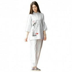 KSUA Traje de meditación Zen para Mujeres Uniforme de Tai Chi Ropa de Kung Fu de algodón y Lino Traje de Yoga, Loto EU S/Etiq