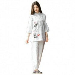 KSUA fantasia de meditação Zen para mulheres Tai Chi uniforme Kung Fu roupa algodão e linho Yoga Suit, Lotus EUA S / Etiq