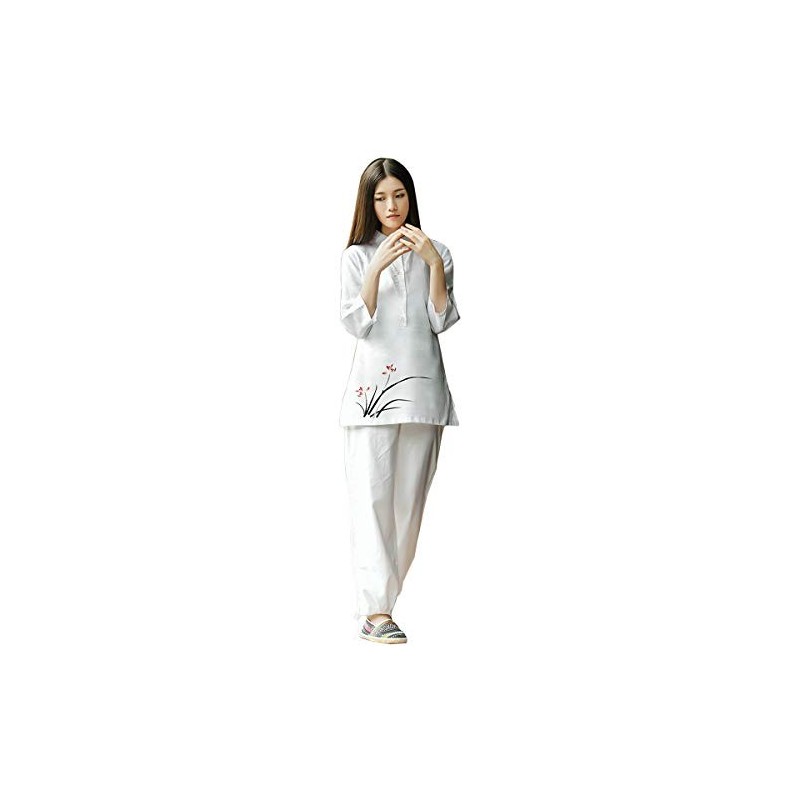 KSUA Le Donne Zen Vestiti di Meditazione Cinese Kung Fu Uniforme Cotone Yoga Suit per Taichi Arti Marziali Wing Chun 