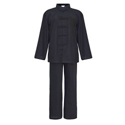 Laciteinterdite Men Tai chi Uniforme arts martiaux, vêtements Kung Fu et Qi Gong coton et lin noir