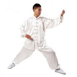 Andux - Uniformes chineses tradicionais chineses de Tai Chi Kung Fu unisex SS-TJF01 Branco XL 