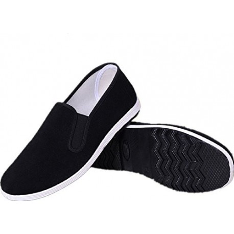 Todo Negro Zapatillas Chinas de Kung Fu de Lona para Artes Marciales Unisex Zapatos de Tai Chi Suela de Goma 