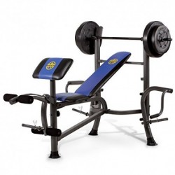 Marcy MWB-36780b para principiantes – Press de banca con barra de 35 kg - Banco de musculación completo multifunción – Curl d