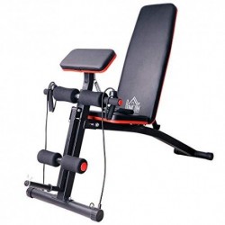 HOMCOM BANCO DE MANCUERNA PLEGABLE INCLINABLE BANCO DE PESAS MUSCULACIÓN MULTIFUNCIONAL PARA ENTRENAMIENTO COMPLETO MÁQUINA D