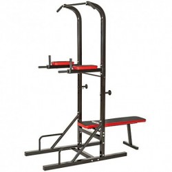 TecTake Multiestación Maquina de musculación Aparato Dip Banco Barra de dominadas Dimensiones: 180 x 95 x 210 cm