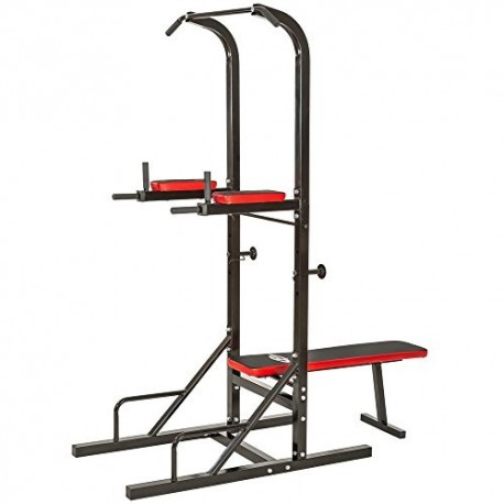 TecTake Multiestación Maquina de musculación Aparato Dip Banco Barra de dominadas Dimensiones: 180 x 95 x 210 cm