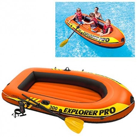 Intex 58357NP - Barca hinchable Explorer Pro 200 con remos e hinchador - 169 x 102 x 33 cm