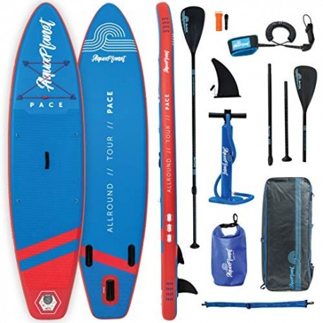 aquaplanet Pace Kit Completo para Sup Tabla de 3,2 x 76 cm x 15 cm . con Bomba de Aire, Pala, Mochila, Correa para la Pierna