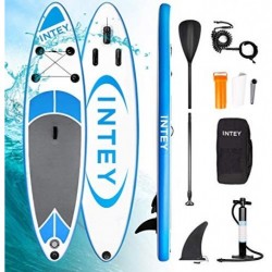 INTEY Tabla Paddle Surf Hinchable 305×76×15cm, Sup Paddle Remo Ajustable, Tabla Stand Up Paddle Board, Bomba de Doble, Seguri
