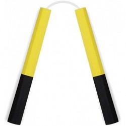 PLAYWELL DELUXE CALIDAD 12 LARGO DENSO ESPUMA OCTAGONAL ENTRENAMIENTO NUNCHAKUS - AMARILLO/NEGRO