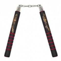 ESPUMA DE SEGURANÇA NUNCHAKUS TREINAMENTO COM CADEIA - PRETO COM/VERMELHO APERTOS