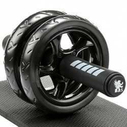 H&S Ab Abdominal Exercise Roller With Extra Thick Knee Pad Mat - Body Fitness Strength Training Machine AB Wheel Gym Tool