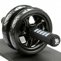 H&S AB ROLLER ESERCIZIO ABDOMINALE con EXTRA THICK KNEE MAT - BODY FITNESS STRENGTH TRAINING MACHINE AB WHEEL GYM TOOL