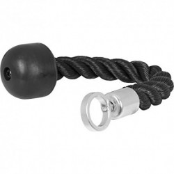 GORILLA SPORTS - CUERDA PARA TRÍCEPS NAILON, 30 CM, INCLUYE OJAL DE FIJACIÓN , COLOR NEGRO