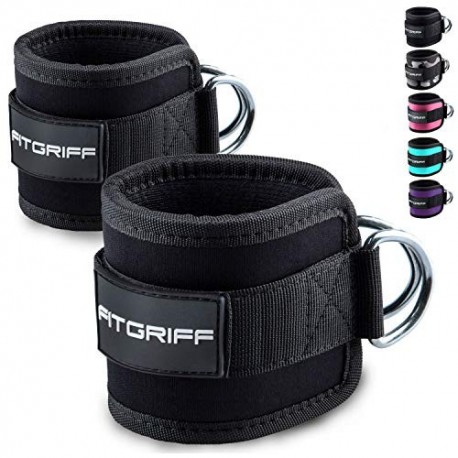 Fitgriff® Tobillera para Polea Acolchado - 2 Piezas Correas Tobillos Gym Cable Maquinas, Gimnasio, Fitness - Mujeres y Hombr