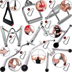 C.P.SPORTS TRICEP BAR WITH ONE HAND, PARALLEL HANDLE, TRICEP BAR, PULLEY BAR, 1 CARABINER FOR BODYBUILDING,
