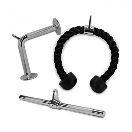 ZLLF Barra Triceps Todo 3PCS LAT Accesorios Máquina, LAT tríceps Bar Gota de Fitness del trigémino Cuerda Accesorios de la má