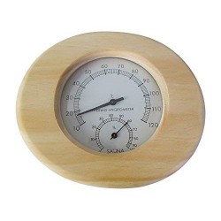 THERMOMETER AND HYGROMETER FOR SOLID WOOD SAUNA IN OVAL SHAPE
