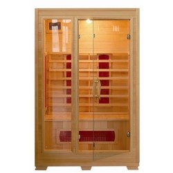 BAGNO ITALIA INFRAVERMELHO SAUNA 120 X 100 PORTAS DE VIDRO COM ESTRUTURA DE MADEIRA, DUAS PESSOAS