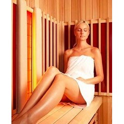 SAUNA DE MADEIRA MACIÇA 206 X 206 X 204 CM, INFRAVERMELHO COM FORNO DE SAUNA FINLANDÊS