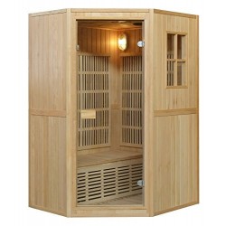 BAD ITALIAN SAUNA 125 X 110 CM BIPLACE INFRAROT UND FINNISCH KOMBINIERT 6 HEIZKÖRPER FARBTHERAPIE RADIO I1