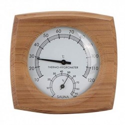 TOPINCN 2-en-1Wood Thermo-Hygrometer Termómetro Higrómetro Sala Vapor Sala Sauna Accesorios Fahrenheit