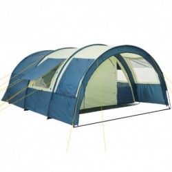 CampFeuer - Loja de campo com 2 cabines de descanso com Lona no Suelo e Pared Frontal móvel, Caqui de cor e azul