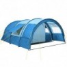 CampFeuer - tenda tipo túnel com 2 compartimentos de dormir, azul claro/azul, com chão e parede frontal