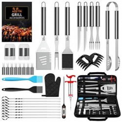 AISITIN Barbecue Utensiles Barbecue Accessoires 35 Pièces Barbecue Kit Inox Ensemble en acier pour hommes camp femmes