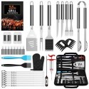 AISITIN Barbecue Utensils Barbecue Accessories 35 Pieces Barbecue Kit Stainless Steel Set for Men Women Camp