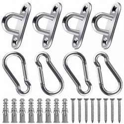 Bestzy eye plate 4pcs and carabiner 4pcs - 4.5x1,5cm stainless steel ceiling hooks 5x2,2cm with carabiner for cu