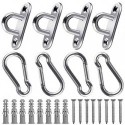 4pcs et carabiner 4pcs - 4.5x1,5cm crochets de plafond en acier inoxydable 5x2,2cm avec carabiner pour cu