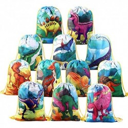 BeebeeRun 12pcs Mochilas Dinosaurio Bolsas de Cuerdas para Infantil Niños niñas,Mochila con Cordón Party Bolsas Saco de Depor