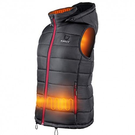 IUREK Chaleco Calefactable Hombre ZD938, Chaleco Térmico con Capucha Desmontable y Banco de Energía 10000 mAh, Impermeable y 