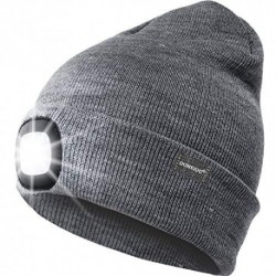OUMEIOU Nuevo brillante LED brillante encendida Beanie Cap Unisex Recargable Faro sombrero Multi-color gris 